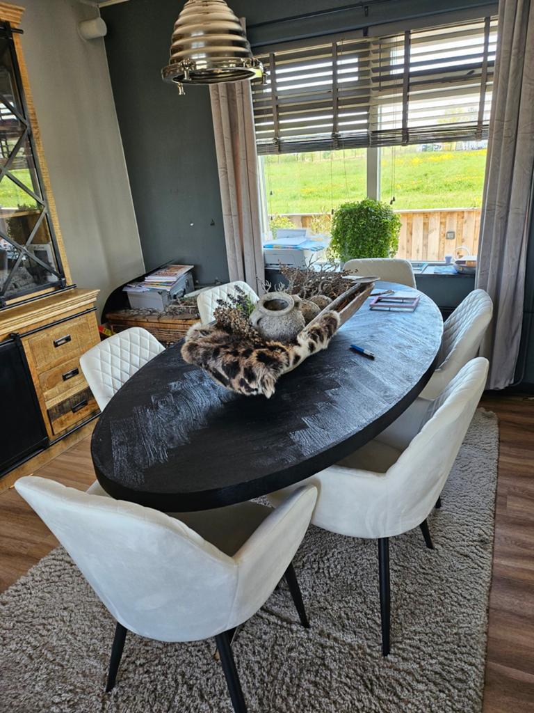 6 velvet stoelen met armleuningen, Ophalen, Zo goed als nieuw, Wit, Vijf, Zes of meer stoelen