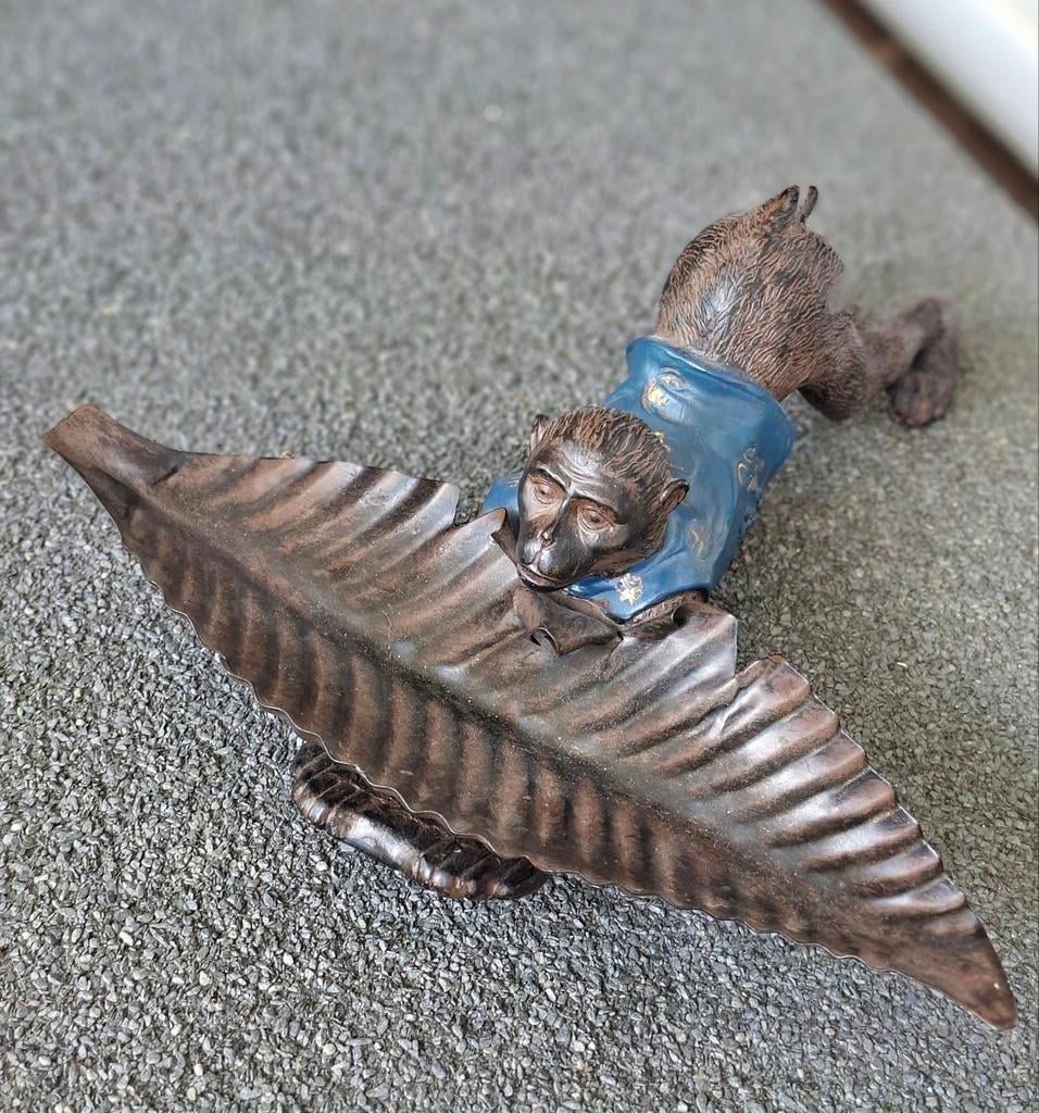 Decoratieve Apenbeeldje met Blad - Uniek Woonaccessoire, Ophalen of Verzenden