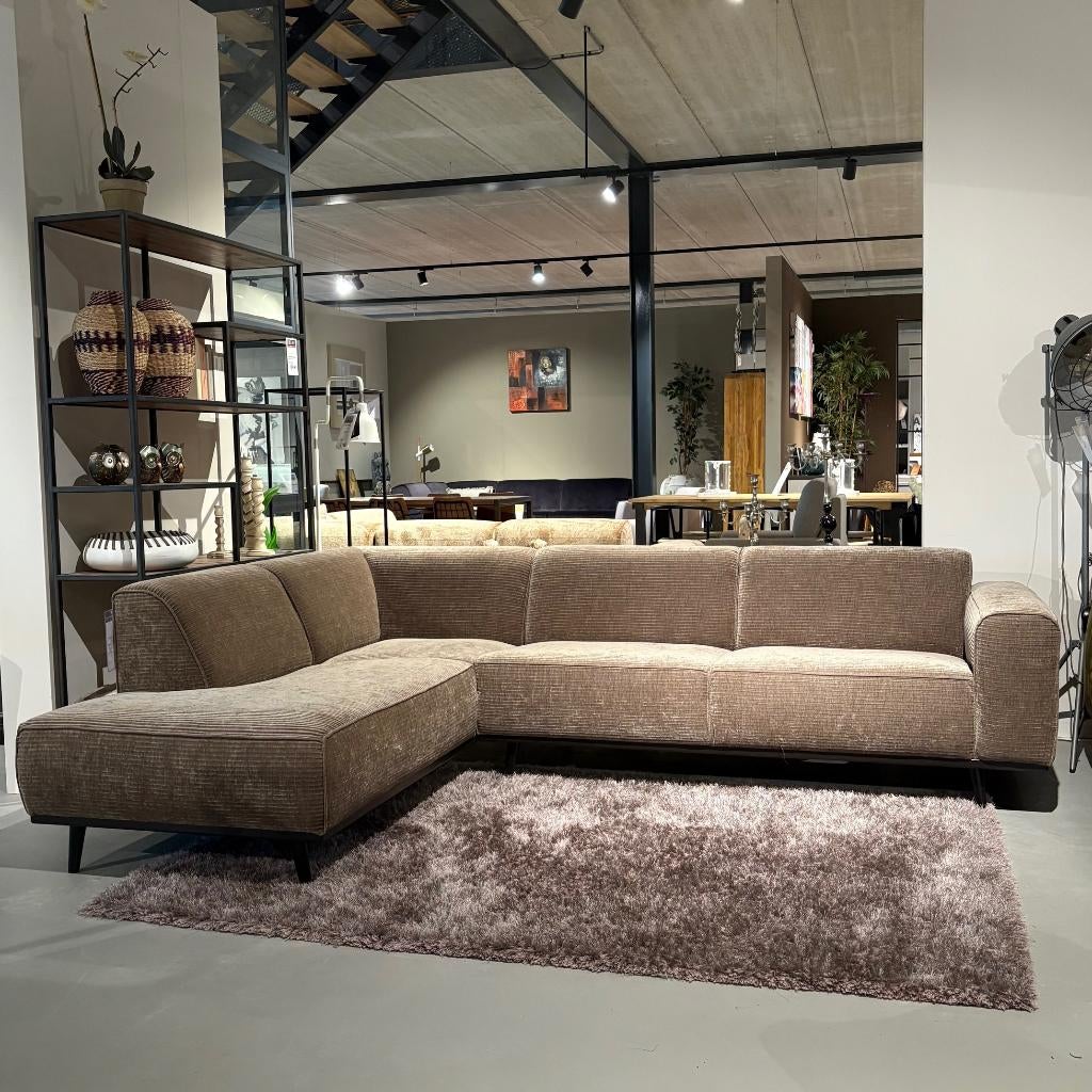 Hoekbank bruin japandi stijl 280x110cm, Ophalen, Japandi, 250 tot 300 cm, 100 tot 125 cm