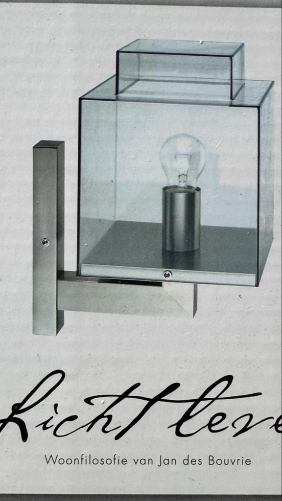 Buitenlamp Kubus Transparant - Roestvrij staal, Tuin en Terras, Buitenverlichting, Ophalen of Verzenden, Zo goed als nieuw