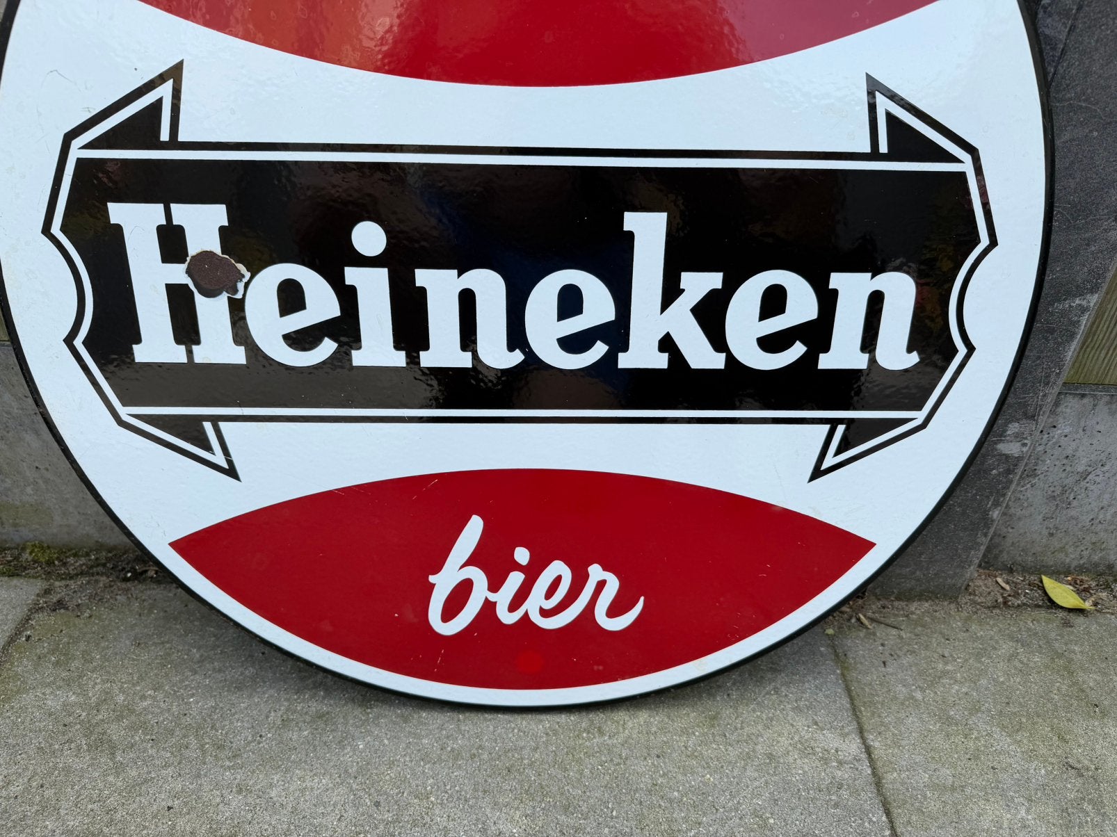 Heineken emaille reclamebord 57 cm, Reclamebord, Gebruikt, I, Ophalen of Verzenden