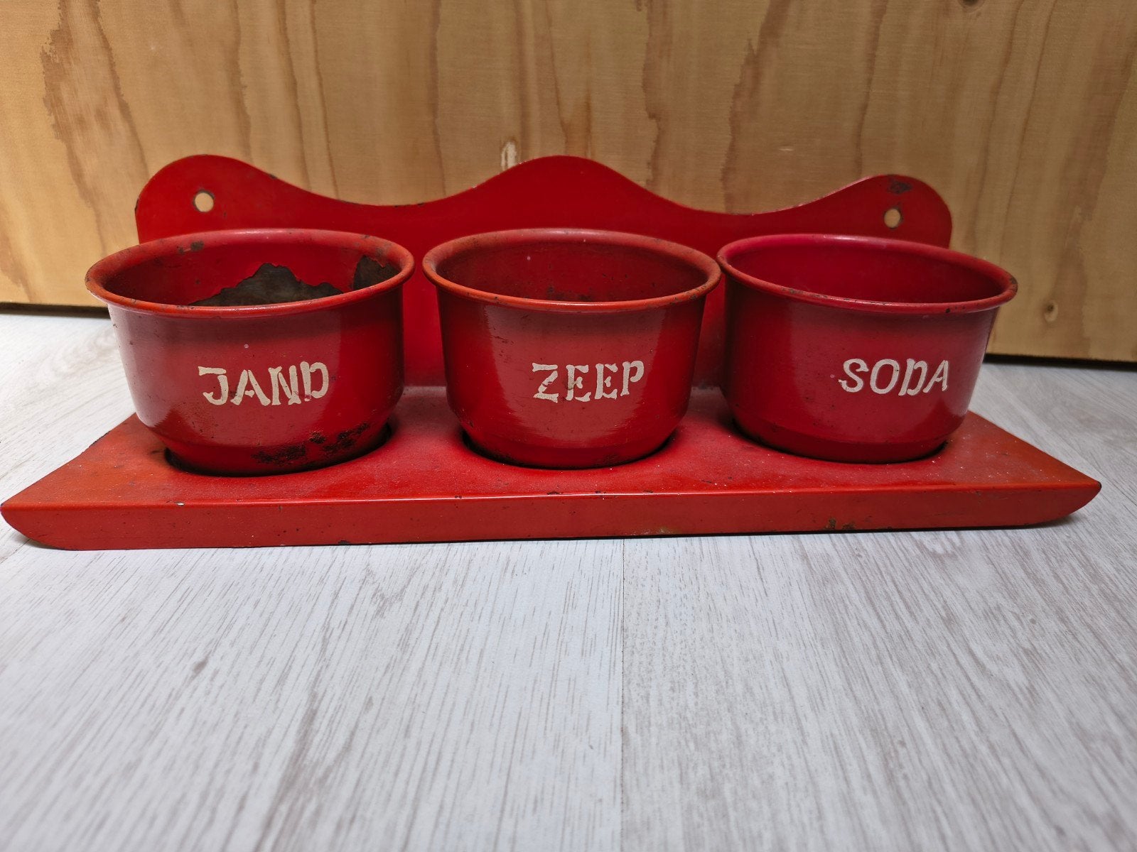 Zand zeep soda set - emaille - vintage, Antiek en Kunst, Antiek | Emaille, Ophalen of Verzenden