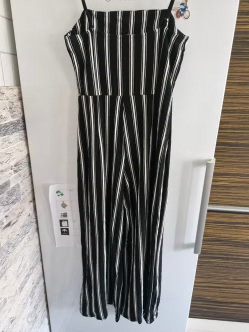 Zwart wit Gestreepte jumpsuit maat m h, Kleding | Dames, Maat 38/40 (M), Zwart, Zo goed als nieuw, Onbekend