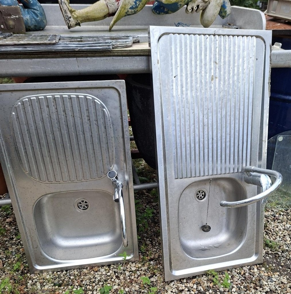 1 Spoelbak RVS met warm en koud water, Ophalen, Gebruikt, 50 tot 100 cm, Minder dan 100 cm