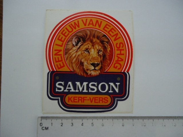 sticker oud SAMSON SHAG Leeuw sigaret tabak retro, Verzamelen, Verzenden, Zo goed als nieuw, Bedrijf of Vereniging