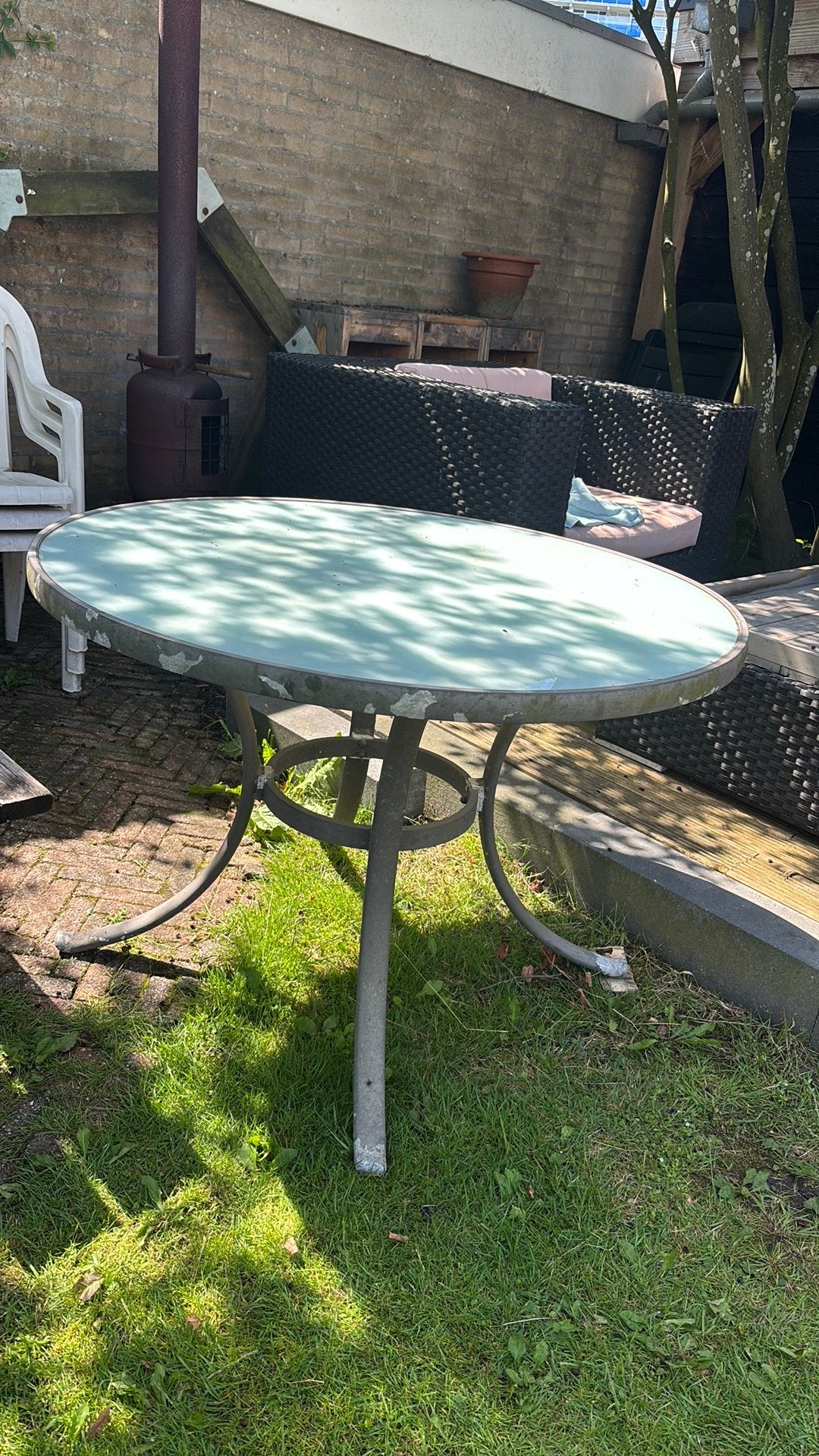 Tuintafel, Tuin en Terras, Ophalen, Zo goed als nieuw, Rond, Metaal