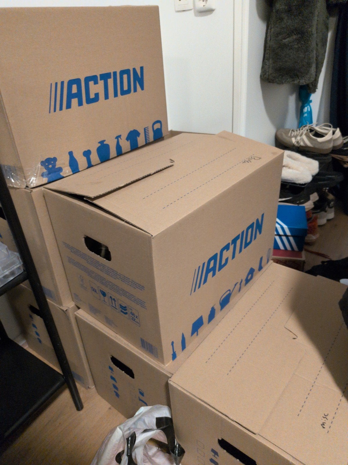 12 Action verhuisdozen 48x32x33 cm, Ophalen, Minder dan 50 cm, Minder dan 40 cm, 35 tot 50 cm