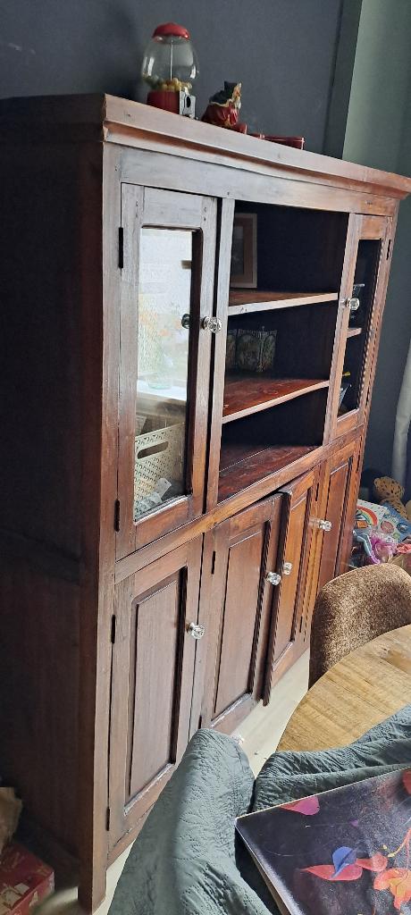 Buffetkast, Huis en Inrichting, Kasten | Buffetkasten, Gebruikt, 200 cm of meer, Ophalen of Verzenden, Glas