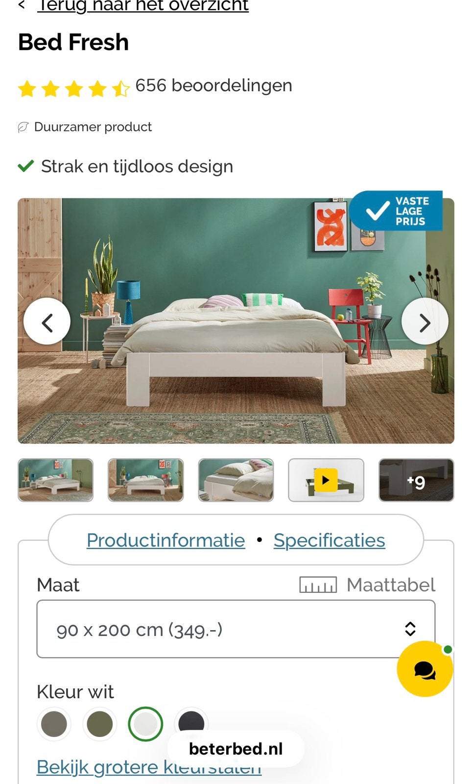 1-persoons 90x200 Bed Fresh + Bossflex lattenbodem + matras, Ophalen, 90 cm, Eenpersoons, Wit