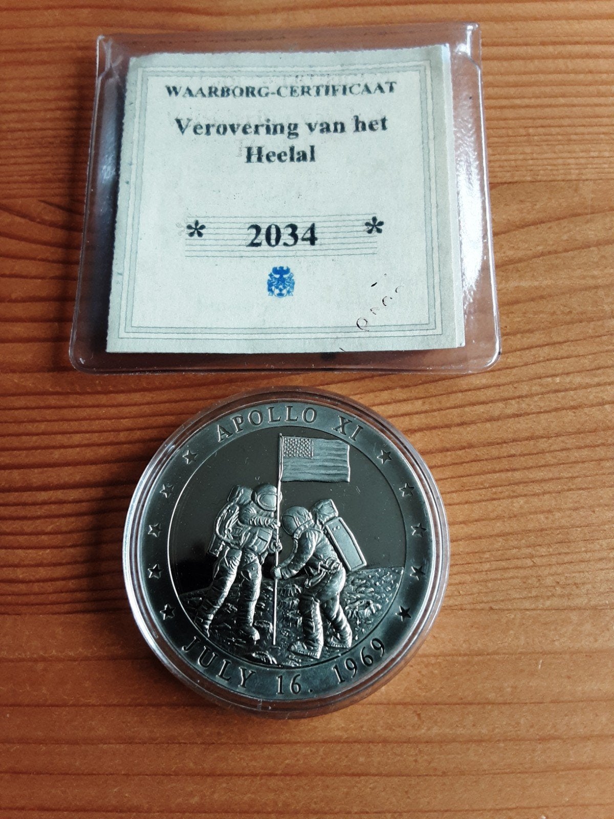 APOLLO XI Maanlanding Herdenkingsmunt., Ophalen of Verzenden, Overige waardes