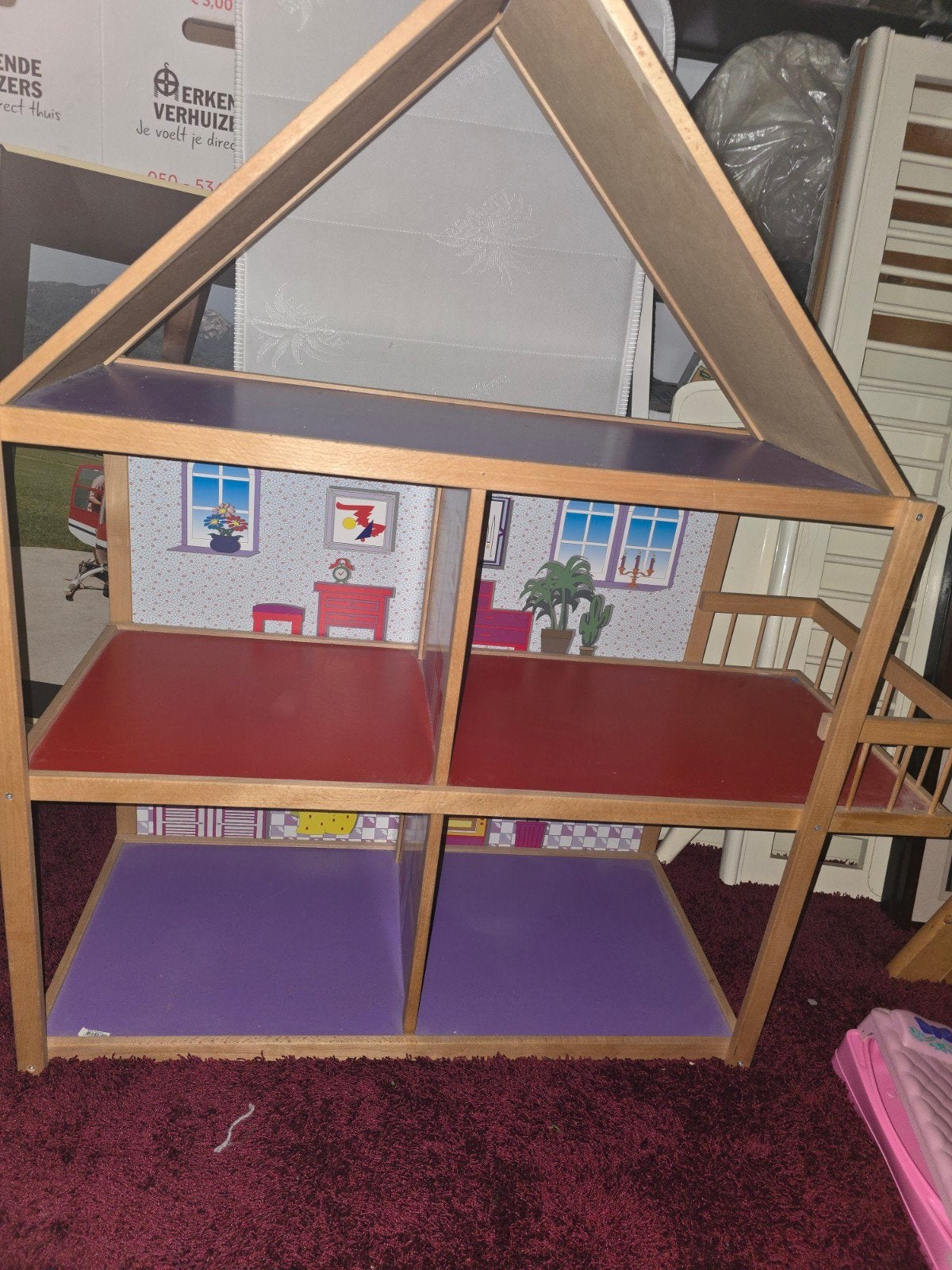 Houten Barbie Poppenhuis met Meubels, Ophalen, Gebruikt, Poppenhuis