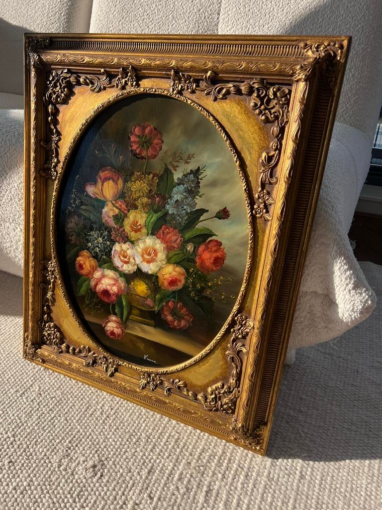 Vintage olieverfschilderij bloemen, Ophalen