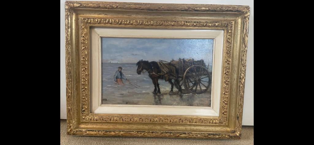 Johan Scherrewitz 1868-1952 Garnalenvissers gesigneerd 58x44, Antiek en Kunst, Ophalen