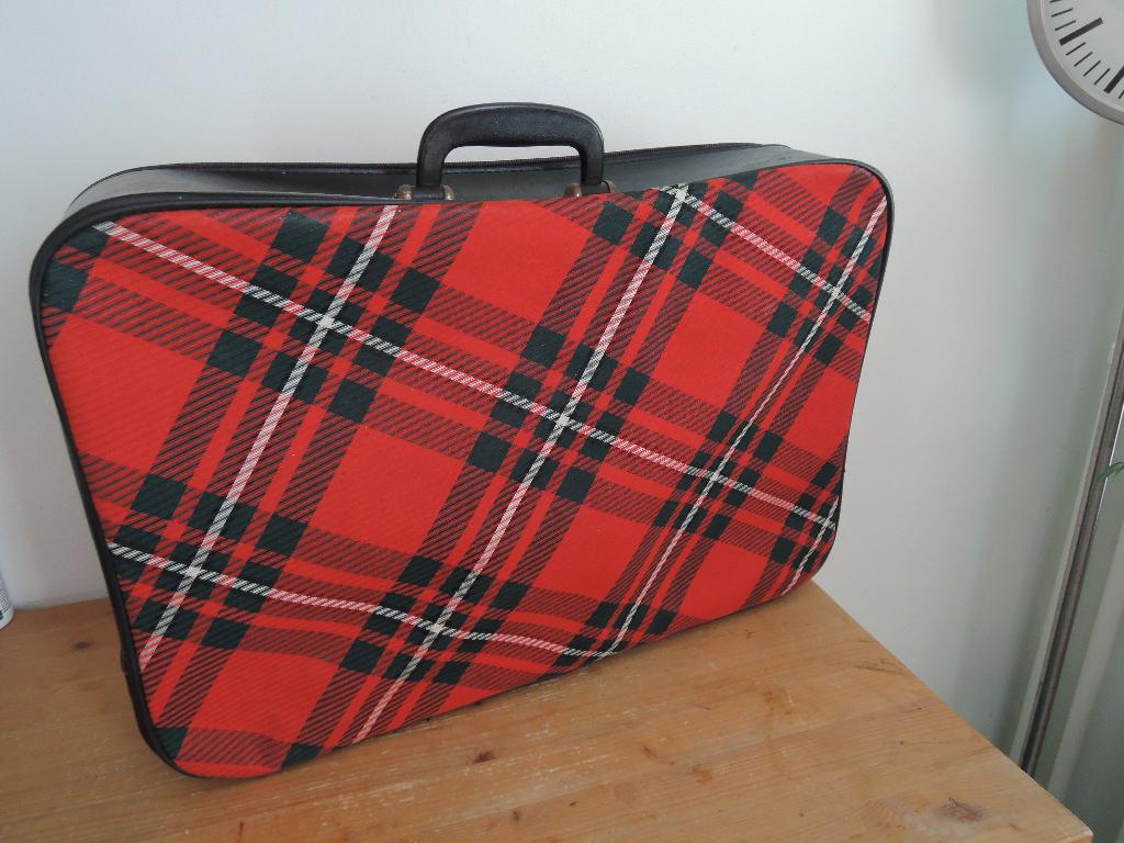 Vintage rood geruite koffertje, Ophalen of Verzenden