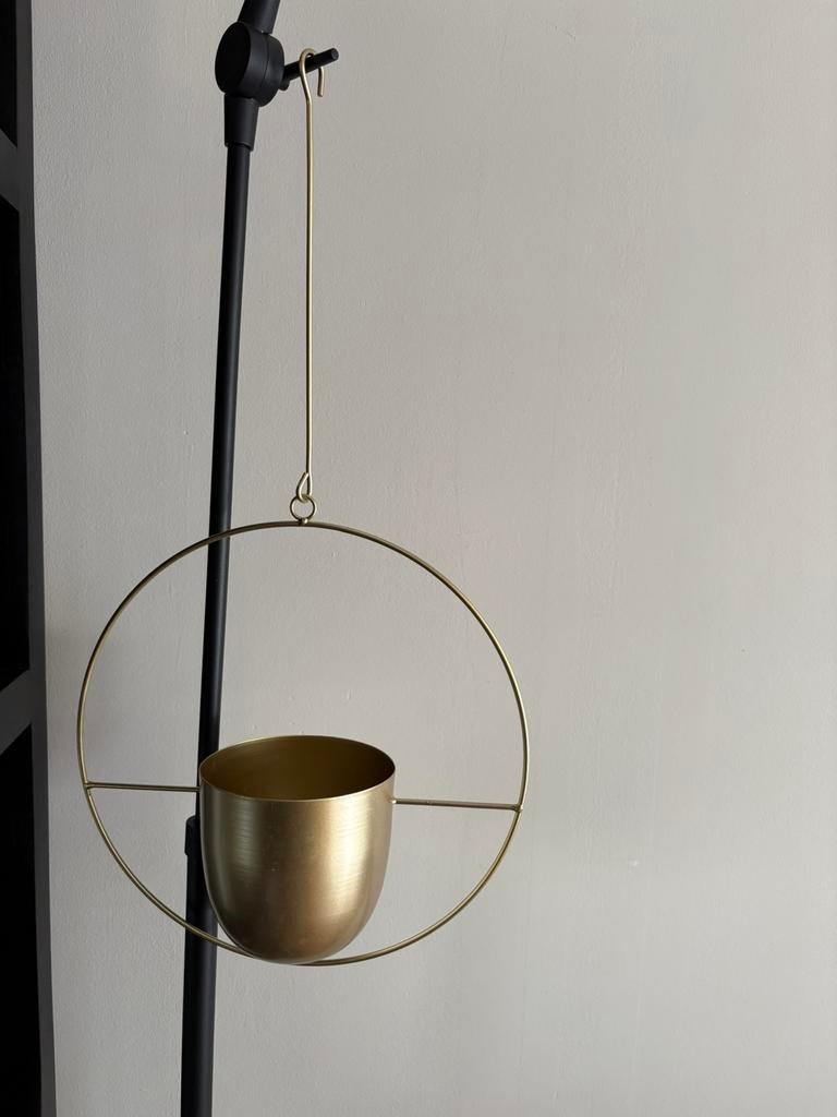 Gouden bloempot - plantenpot om op te hangen, Ophalen of Verzenden, Zo goed als nieuw, Overige kleuren, Overige materialen