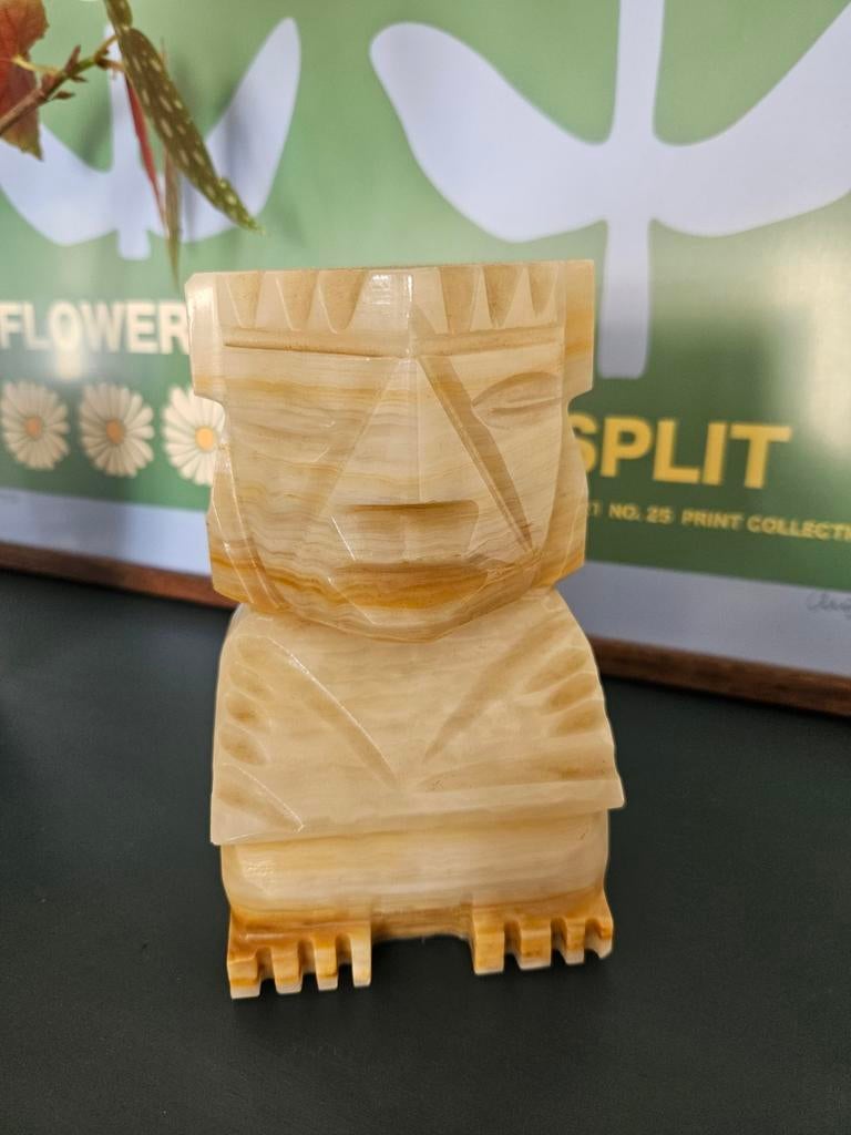 Vintage Onyx Totem boekensteun Azteeks marmer steen, Ophalen of Verzenden, Zo goed als nieuw