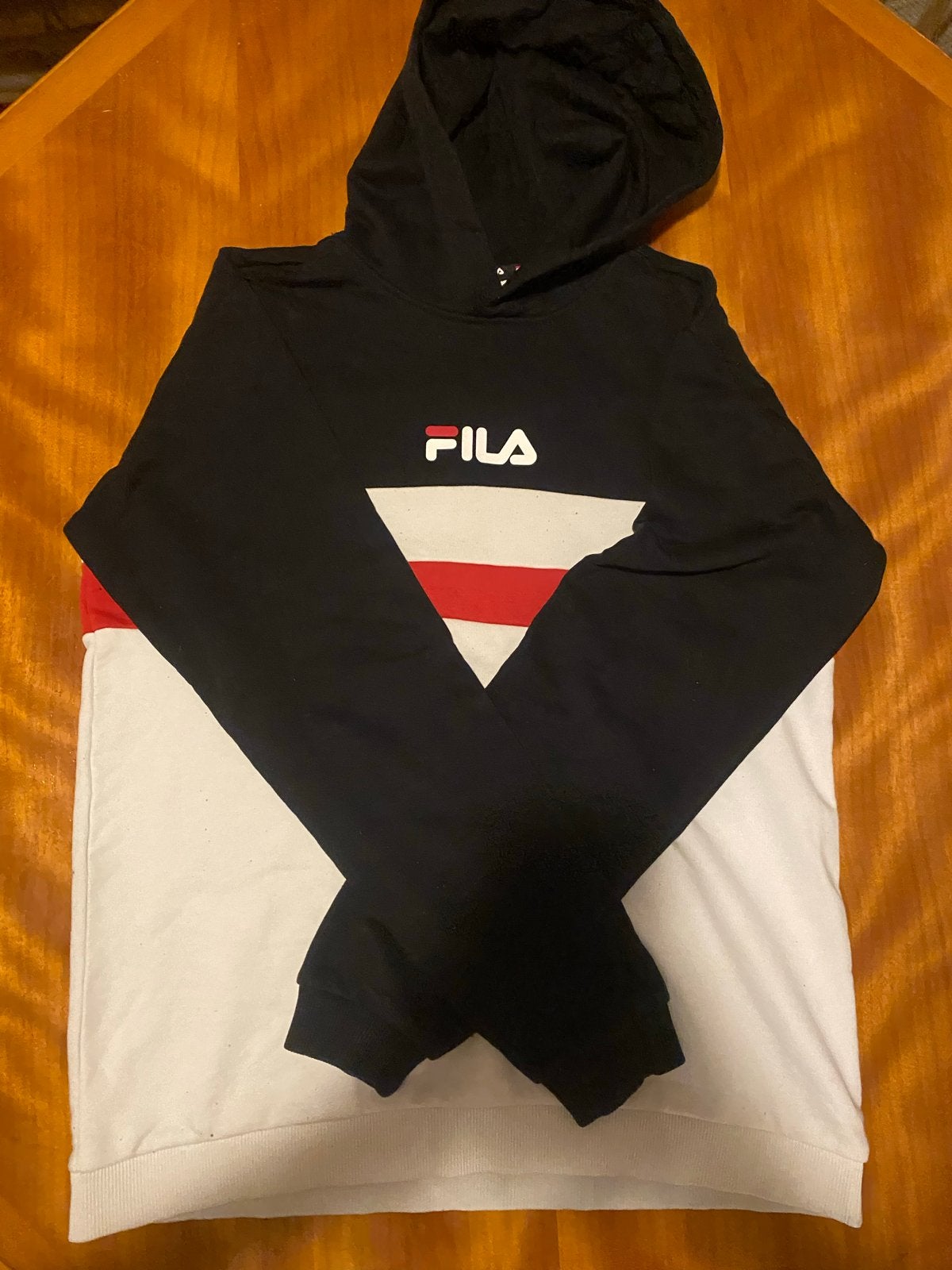 Fila hoodie zwart/wit/rood - Maat M (valt kleiner), Ophalen of Verzenden, Gedragen, Maat 36 (S), Zwart