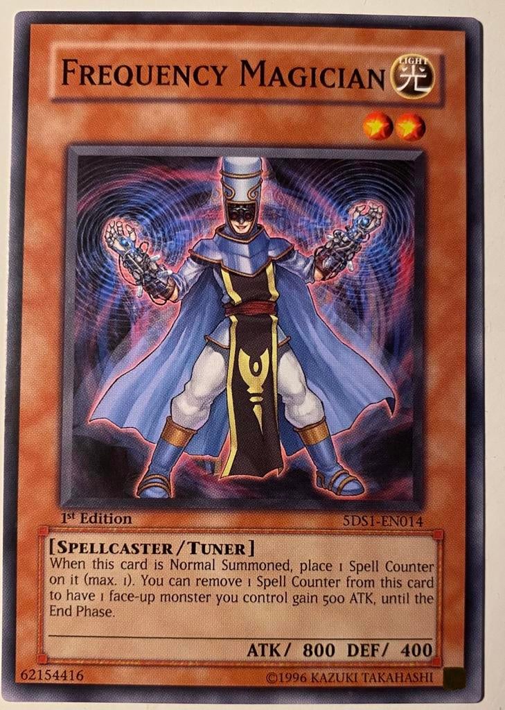 Yu-Gi-Oh! Frequency Magician 5DS1 1st Edition !, Ophalen of Verzenden, Zo goed als nieuw, Losse kaart