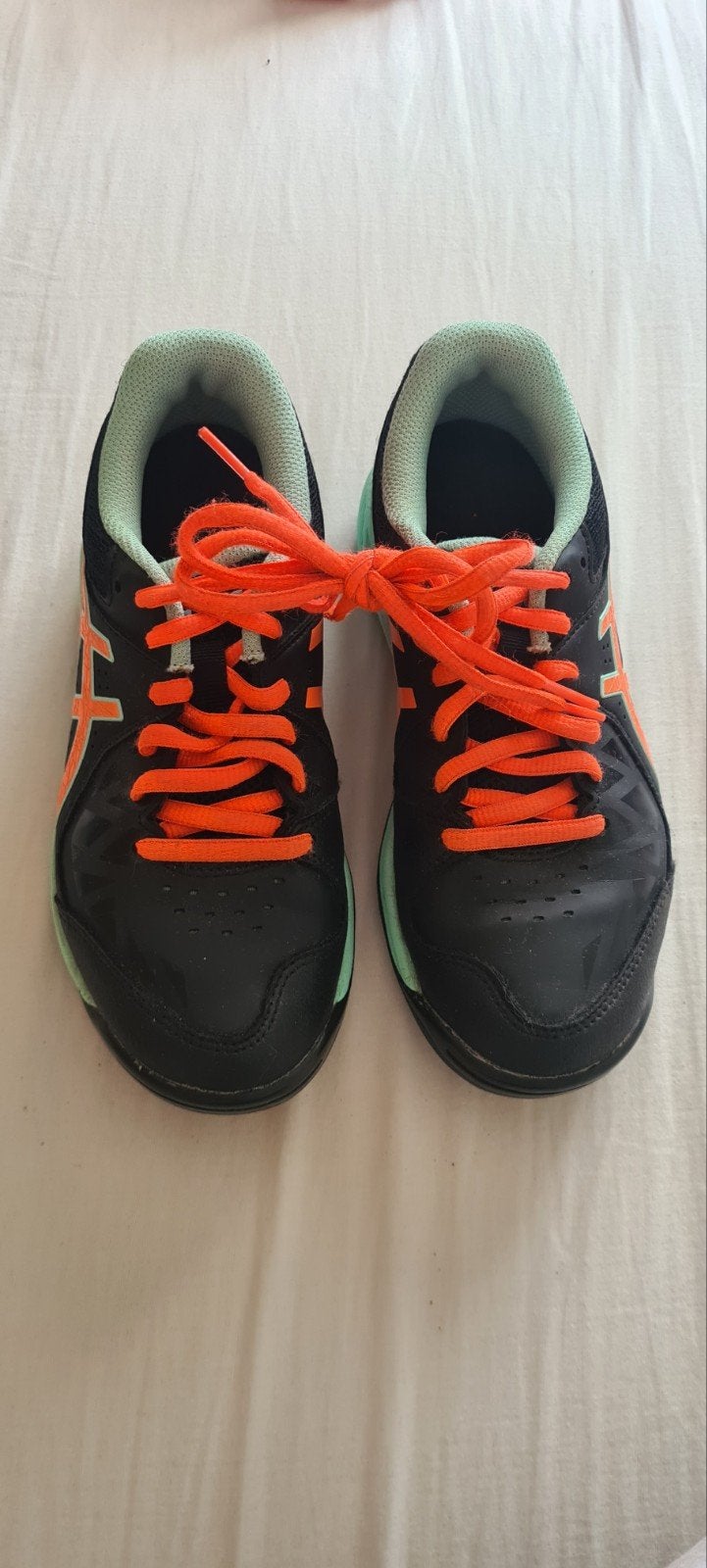 ASICS Sportschoenen Zwart/Oranje/Mintgroen, Ophalen of Verzenden, Zo goed als nieuw, ASICS, Sportschoenen