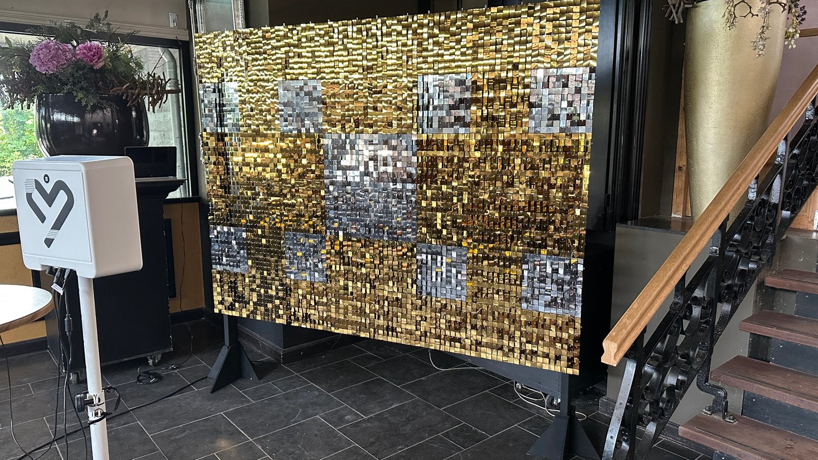 Inklapbare Backdrop met Shimmerwall Panelen Goud/Zilver, Ophalen, Zo goed als nieuw, Versiering, Overige