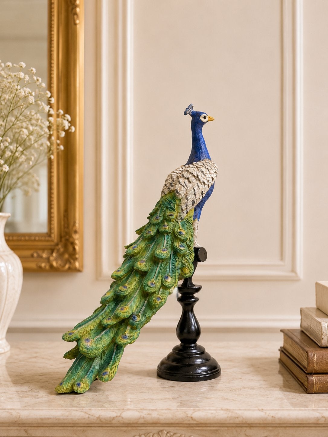 Decoratief beeld pauw - 41cm hoog, Meerkleurig, Overige materialen, Verzenden, Nieuw