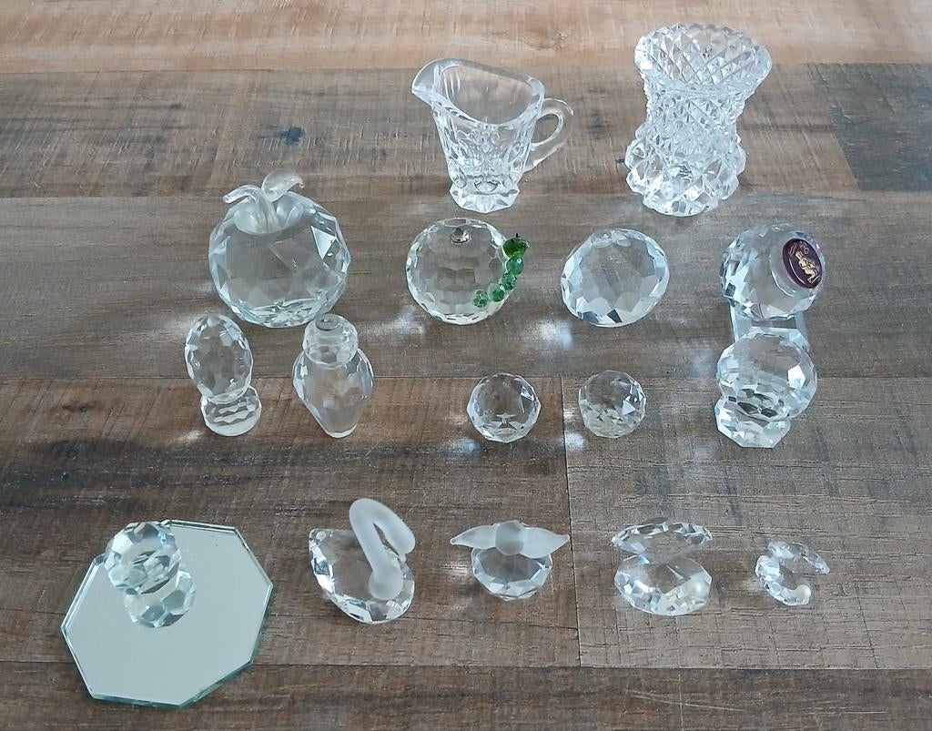 Diverse collectie kristallen beeldjes en decoratie, Antiek en Kunst, Antiek | Glas en Kristal, Ophalen of Verzenden