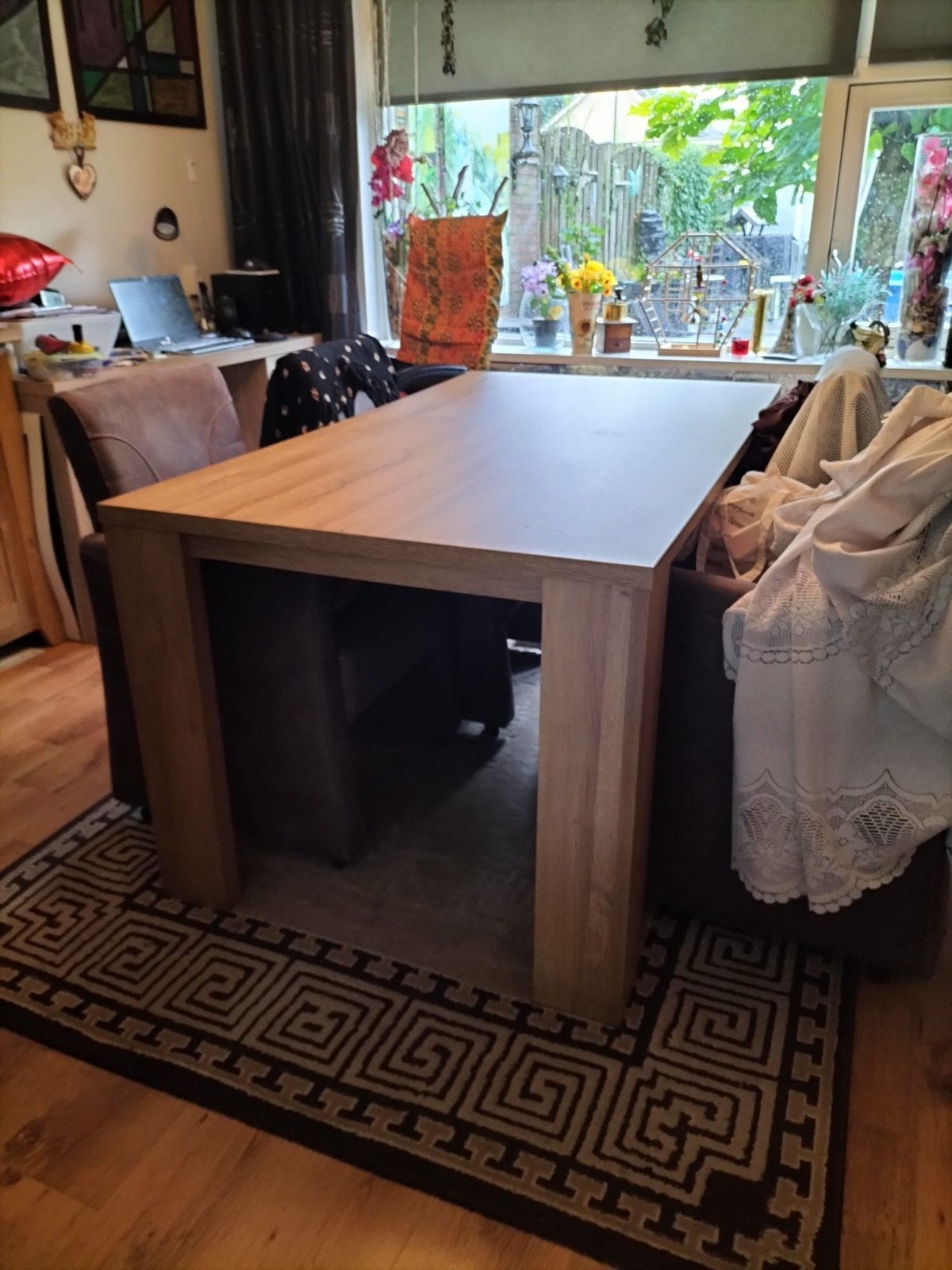 eettafel lengte 160/breed 90/ hoogte 76, Ophalen, 50 tot 100 cm, Zo goed als nieuw, 150 tot 200 cm