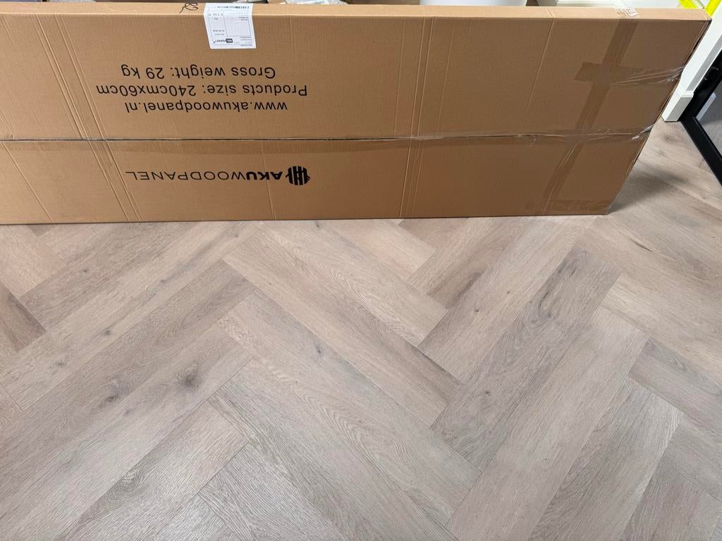 Akuwood Akoestische Panelen Mokka 240x60 (Nieuw/Licht bescha, Hout, Nieuw, Bruin, Wandbord of Wandpaneel