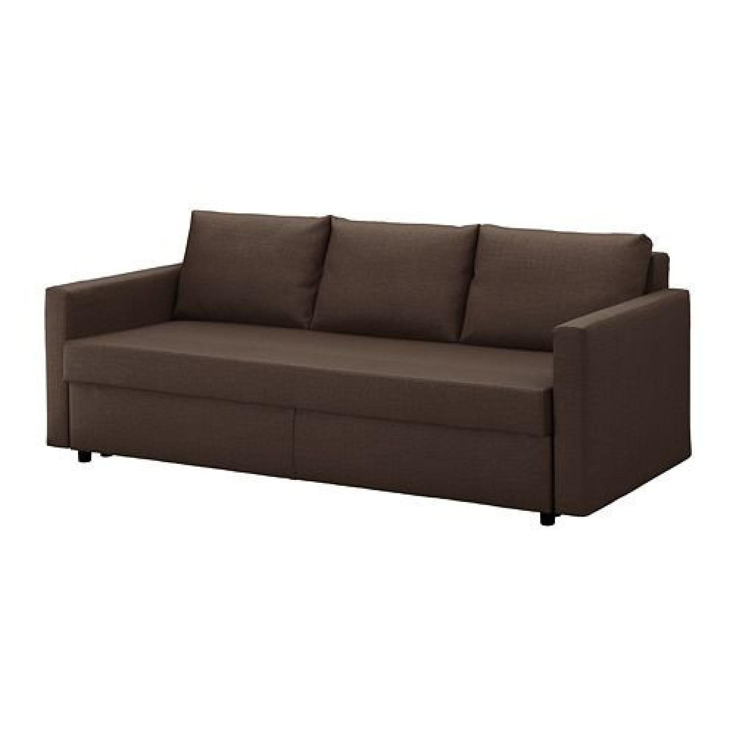 Ikea Friheten slaapbank, Ophalen of Verzenden, Tweepersoons, Bruin, 140 cm