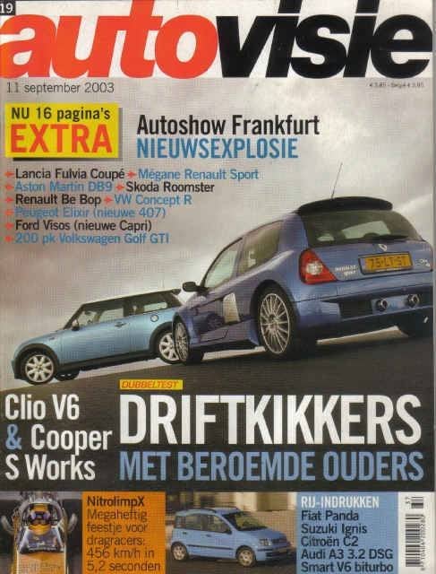 Autovisie 19 2003 : Renault Clio V6 - Mini Cooper S Works, Ophalen of Verzenden, Gelezen, Algemeen