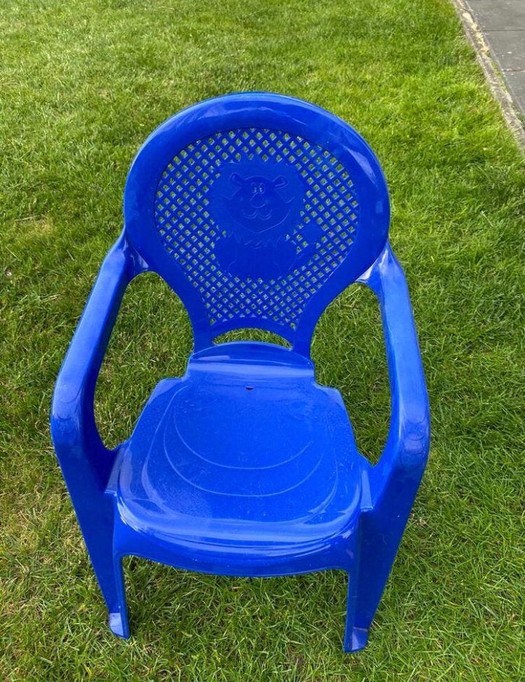 Kinder tuinstoel blauw, Tuin en Terras, Tuinstoelen, Ophalen, Zo goed als nieuw