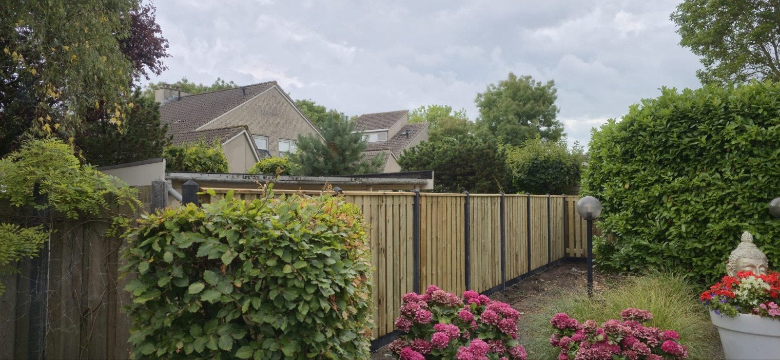 Hout beton schutting inclusief montage p.m., Tuin en Terras, 1 tot 2 meter, Minder dan 3 meter, Nieuw, Ophalen of Verzenden