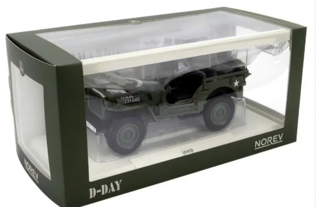 Jeep Willy Army '44 D-Day met mitrailleur NOREV 1/18 189016, Verzenden, Nieuw, Auto, Norev