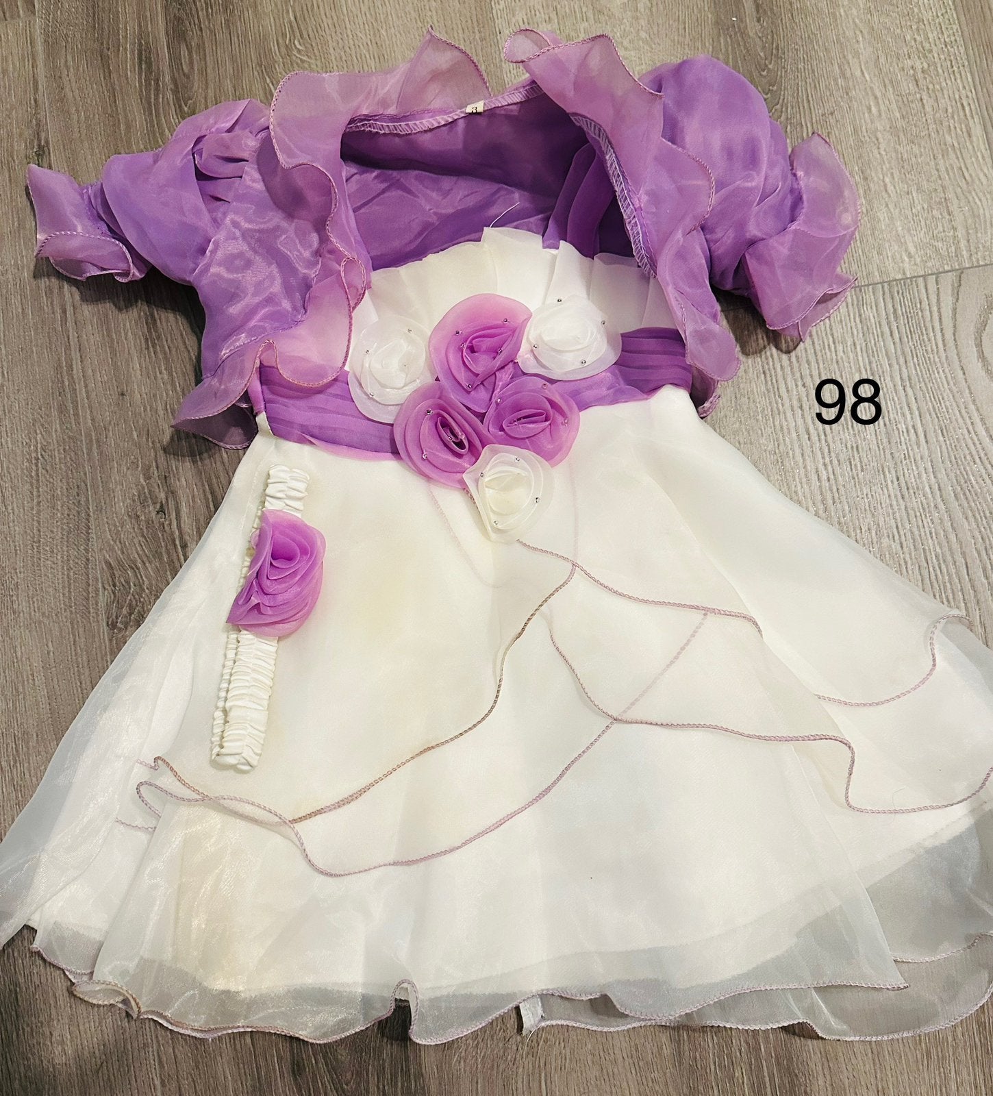 Feestjurk met bolero en haarband maat 98, Kinderen en Baby's, Ophalen of Verzenden, Zo goed als nieuw, Meisje, Jurk of Rok