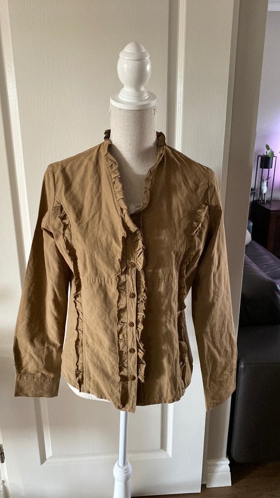 Blouse met roezel Maat 40 Promiss Bruin, Maat 38/40 (M), Promiss, Bruin, Ophalen of Verzenden
