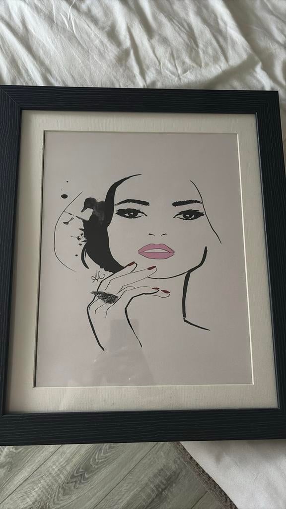 Ingelijste illustratie Ali Hansen art - schilderij, Antiek en Kunst, Ophalen