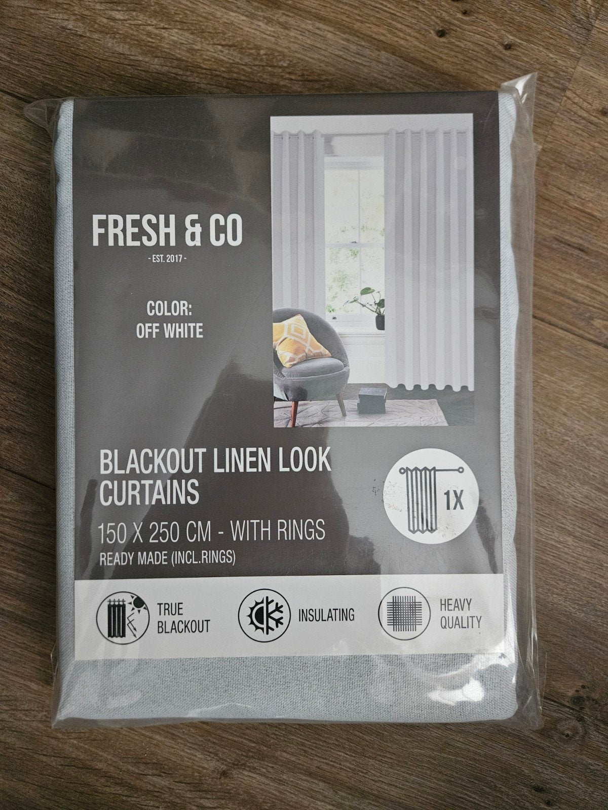 Verduisterend Linnen look gordijn, Nieuw, Ophalen of Verzenden, Gordijn, 250 cm