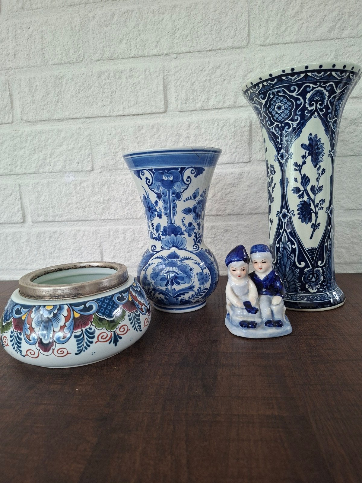 Delfts Blauw Vazen en Beeldje - Vintage Collectie, Ophalen