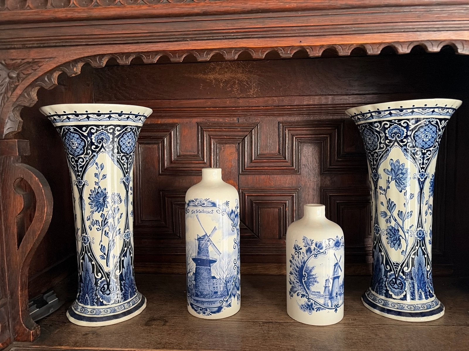 5 stuks Delfts Blauw Vazen en Flessen Set - Royal Boch & GVK, Antiek en Kunst, Antiek | Vazen, Ophalen of Verzenden