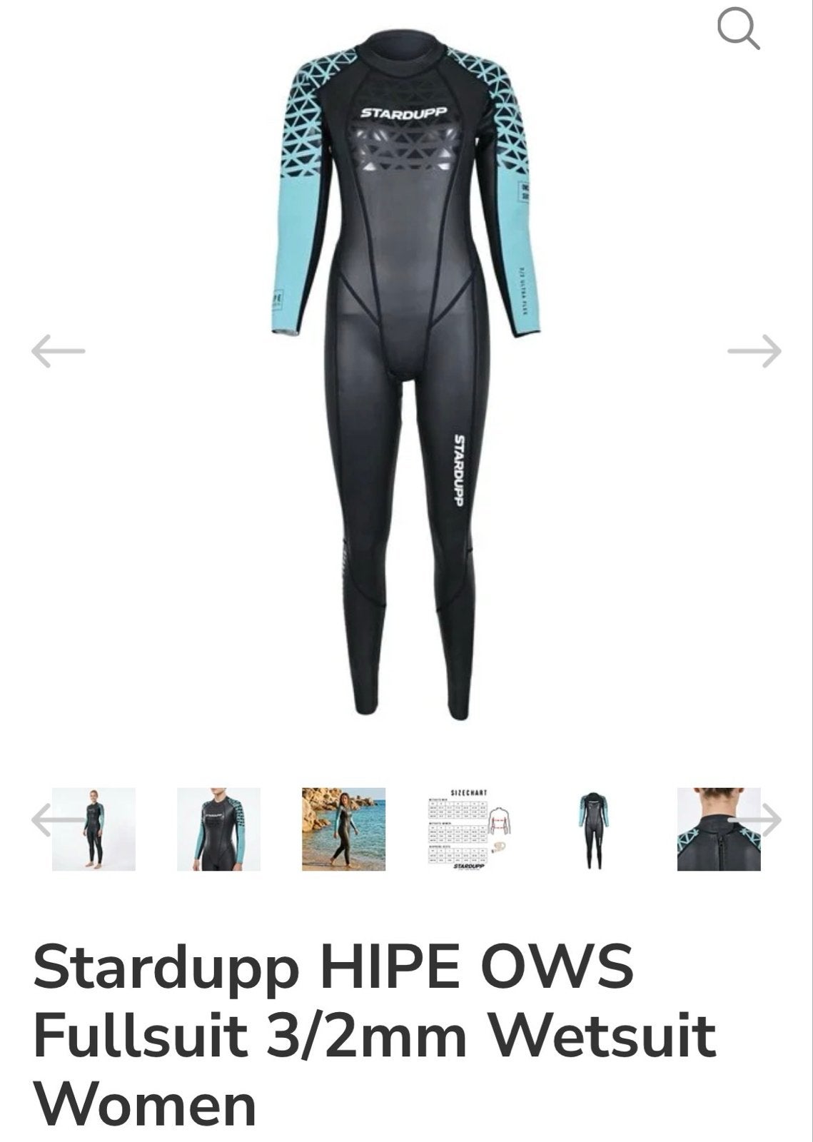 Stardupp HIPE OWS Fullsuit 3/2mm Wetsuit Dames - 1x gebruikt, Watersport en Boten, Watersportkleding, Ophalen of Verzenden, Zo goed als nieuw