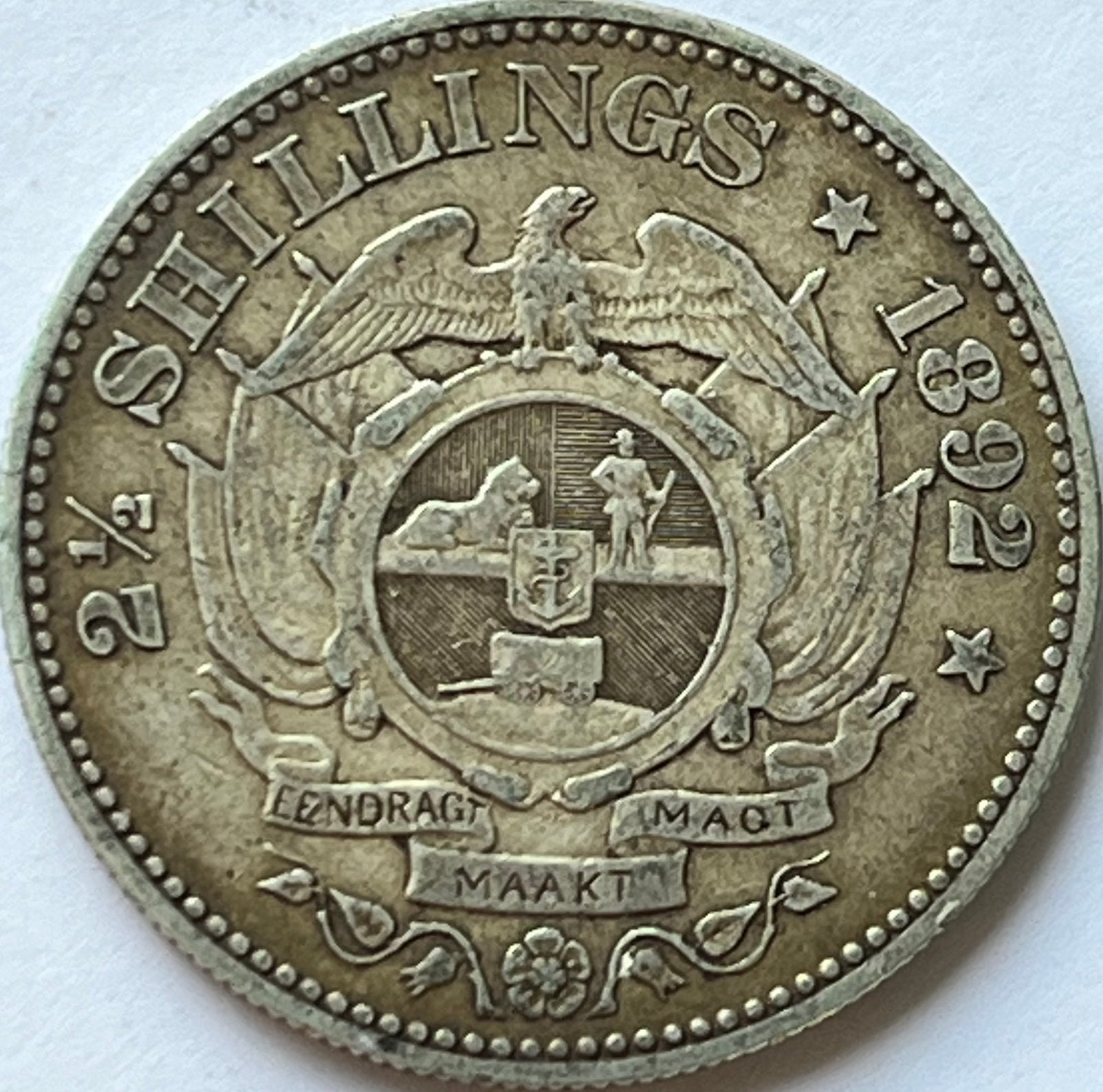 Zuid-Afrika boerenrepubliek 2,5 shilling 1892, Postzegels en Munten, Ophalen of Verzenden, Zuid-Afrika, Losse munt, Zilver