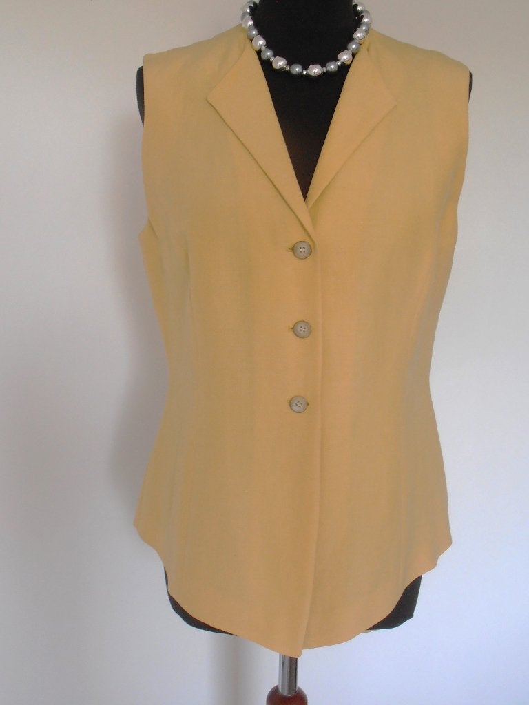 NIEUW - Rene Lezard - prachtig geel linnen gilet / vest 38, Kleding | Dames, Truien en Vesten, Maat 38/40 (M), Verzenden, Geel