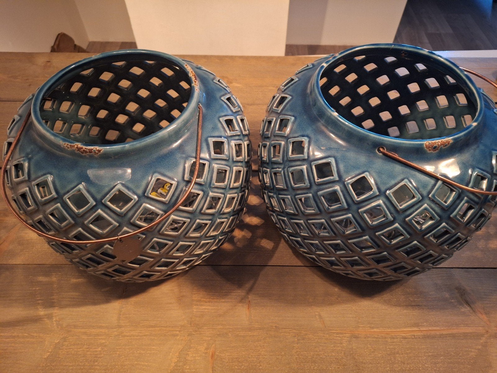 Set van 2 vazen/potten, Ophalen, Windlicht, Gebruikt, Blauw