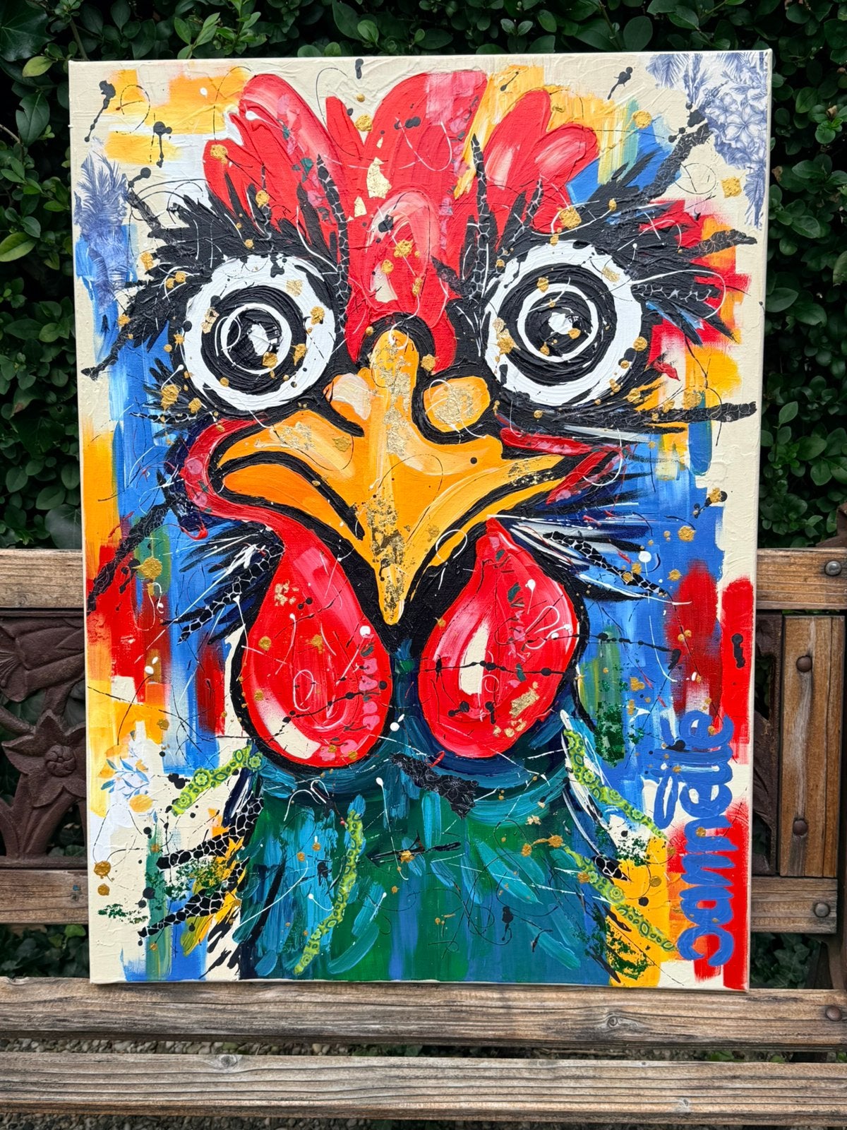 Kleurrijk Acryl schilderij, Verzenden, Gesigneerd