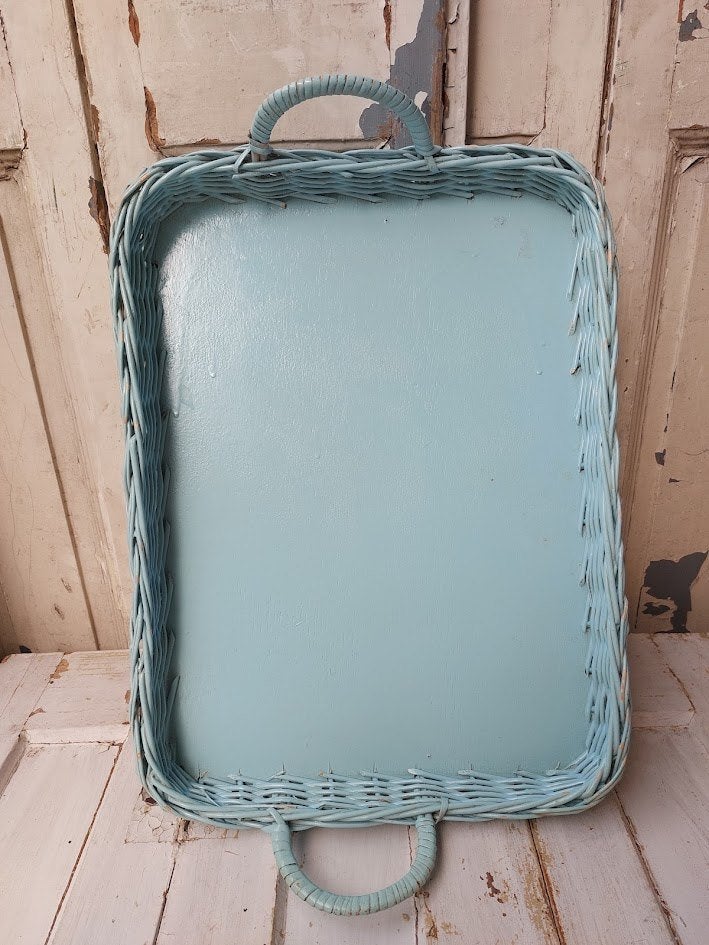 Brocante dienblad blauw, Ophalen