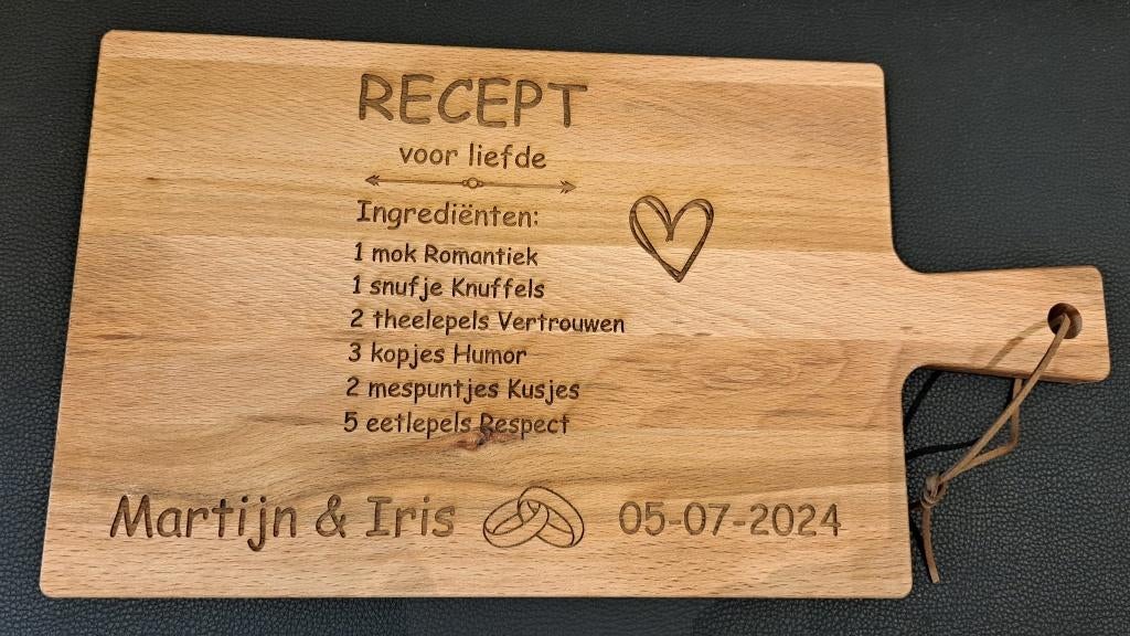 Borrelplank huwelijk Recept voor Liefde, Huis en Inrichting, Keuken | Keukenbenodigdheden, Nieuw, Ophalen of Verzenden