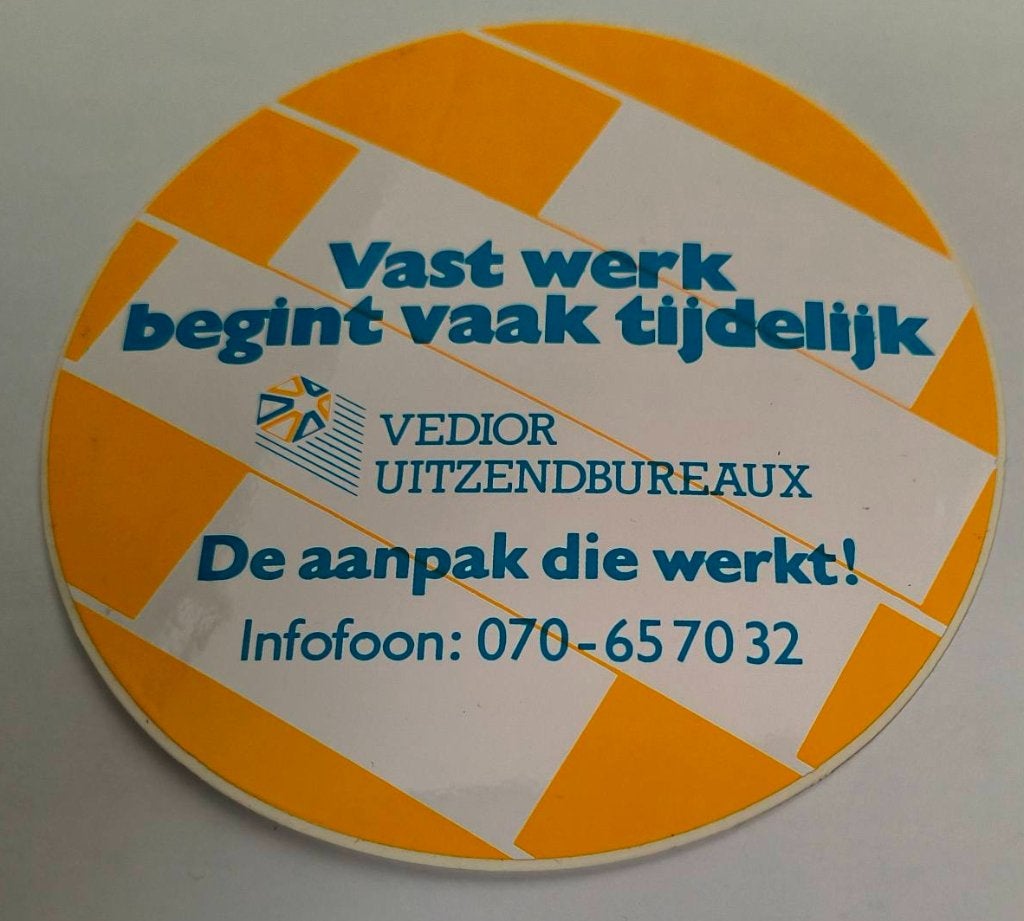 Sticker Vedior uitzendbureau, Verzamelen, Ophalen of Verzenden, Zo goed als nieuw, Bedrijf of Vereniging