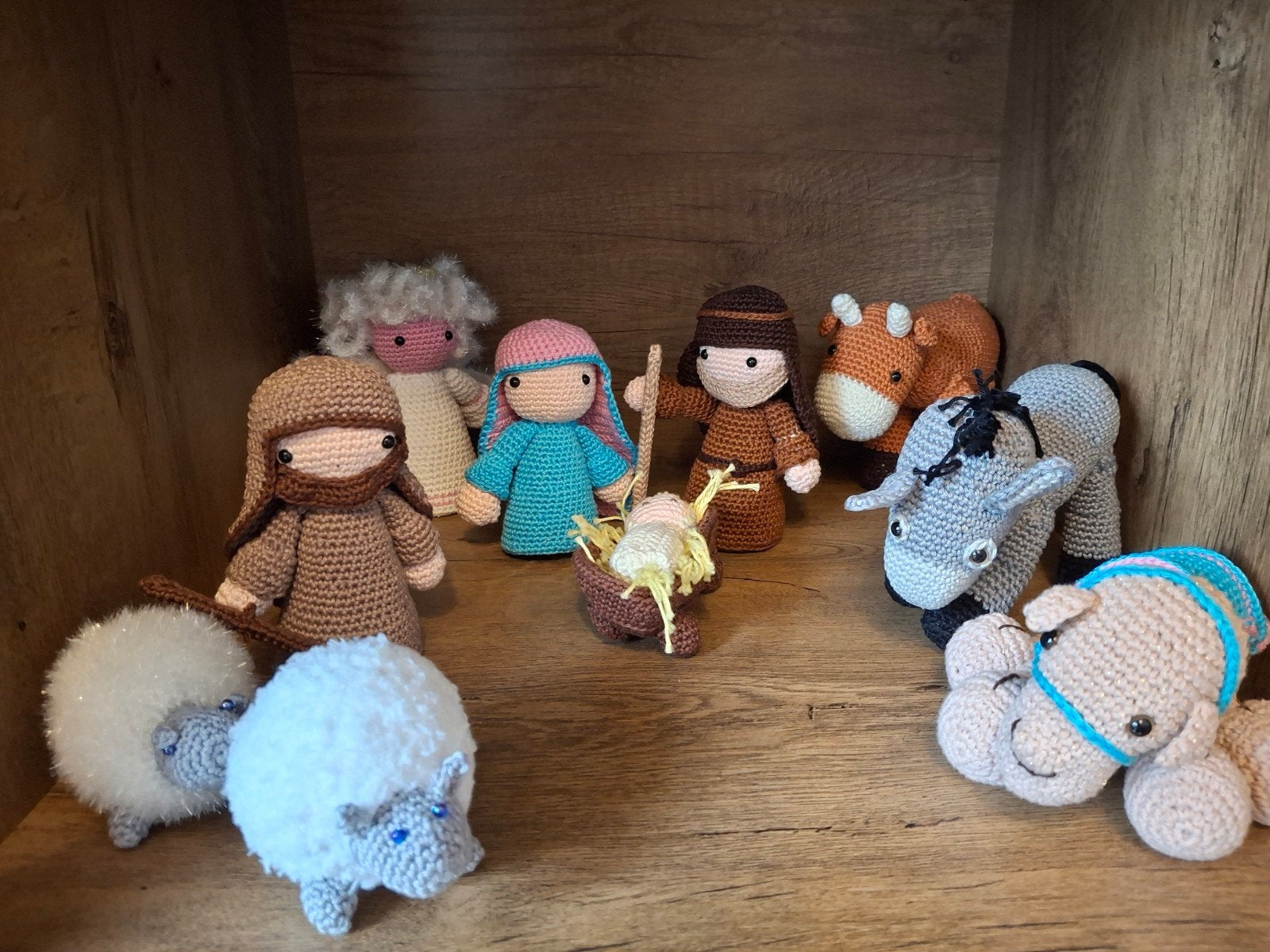 Gehaakte Kerststal Set - Handgemaakt Amigurumi, Handgemaakt, Textiel, Meerkleurig, Ophalen of Verzenden
