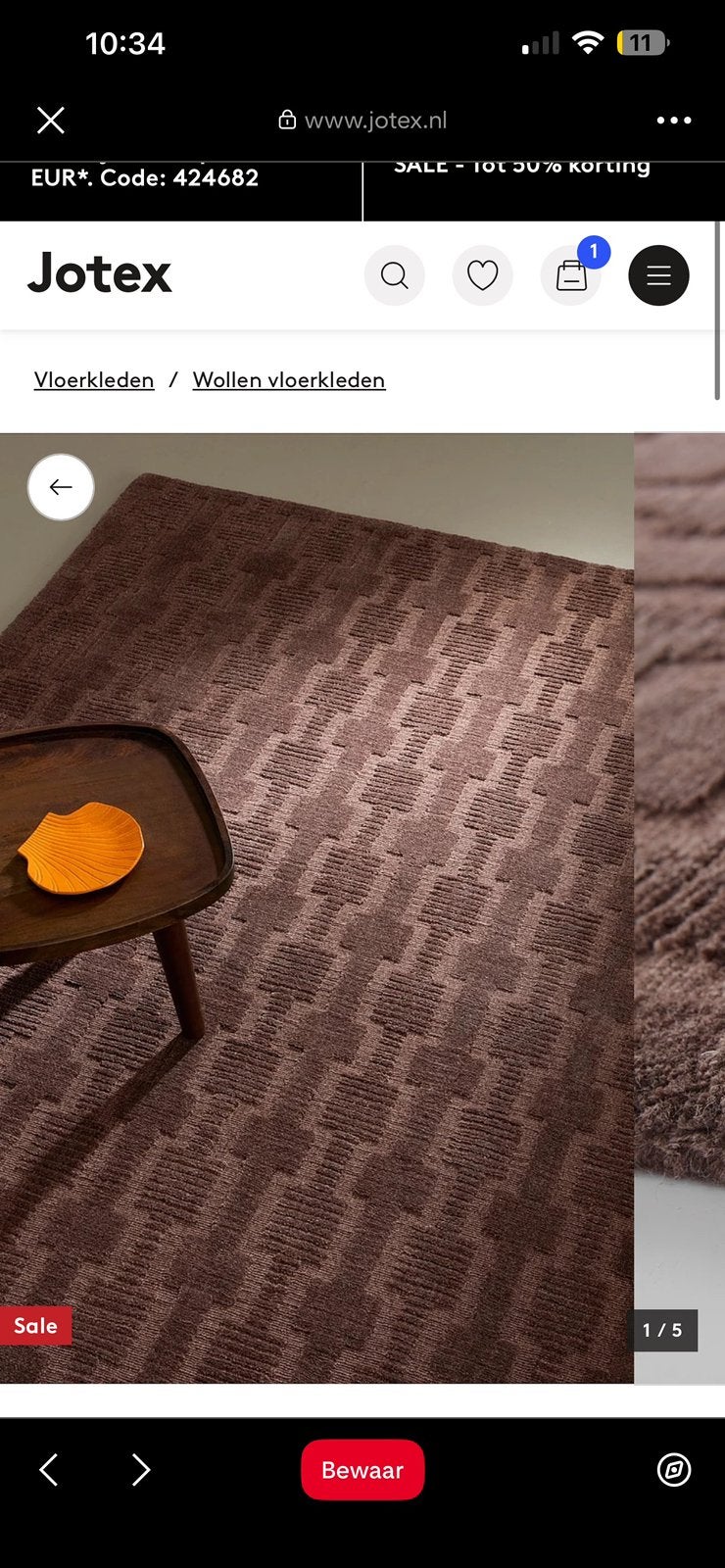 Jotex vloerkleed 160x230 cm, Ophalen, 150 tot 200 cm, 200 cm of meer, Zo goed als nieuw