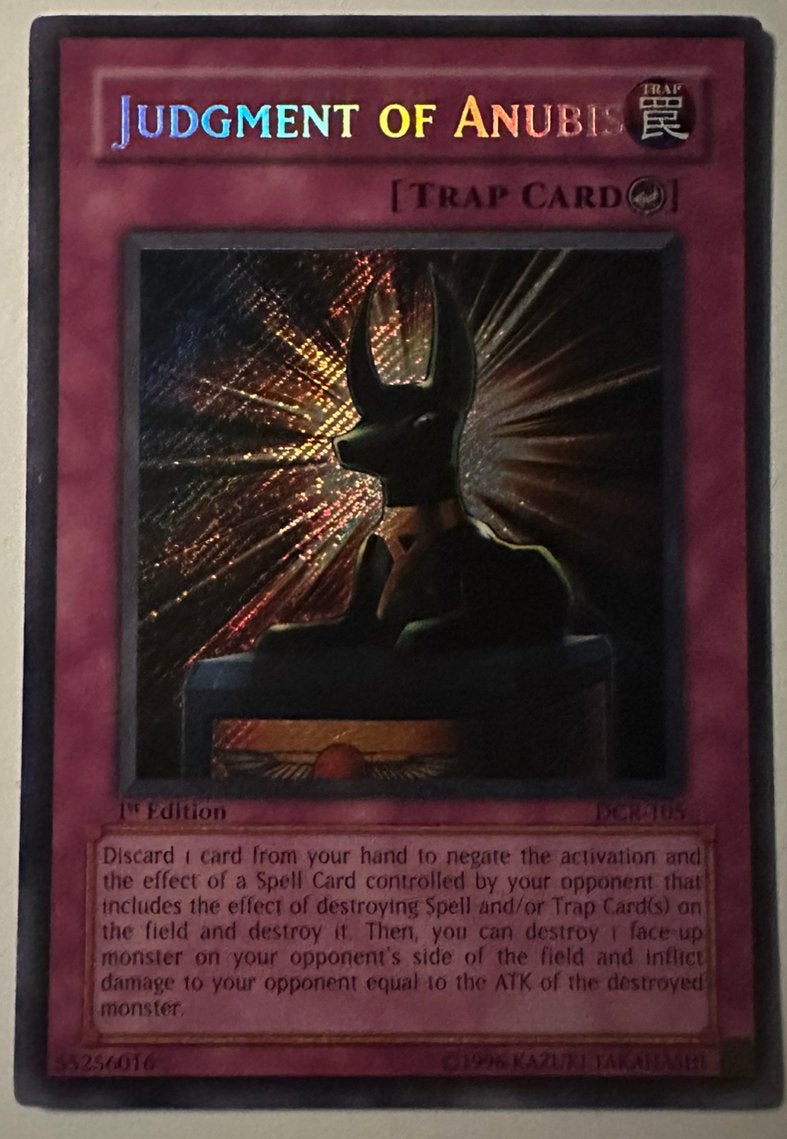 Yu-Gi-Oh! Judgment of Anubis DCR 1st Edition !, Ophalen of Verzenden, Zo goed als nieuw, Losse kaart, Foil